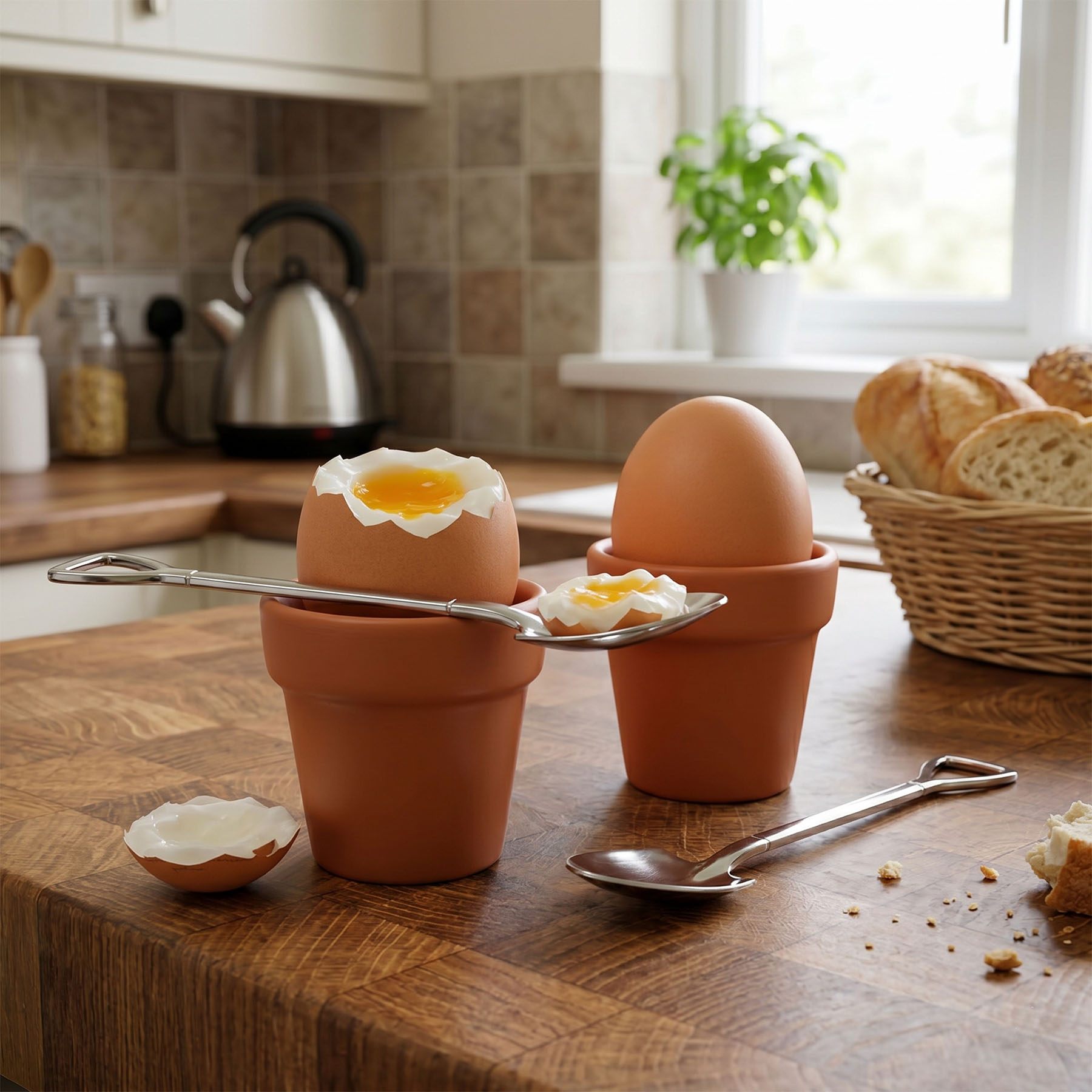 Plant Pot Egg Cups with 2 Shovel Spoons3