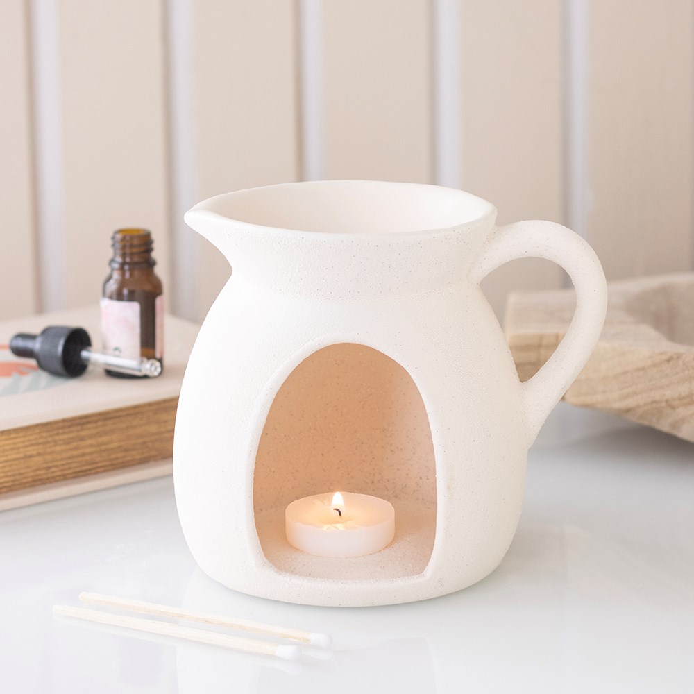 White Jug Shaped Ceramic Oil Burner & Wax Warmer