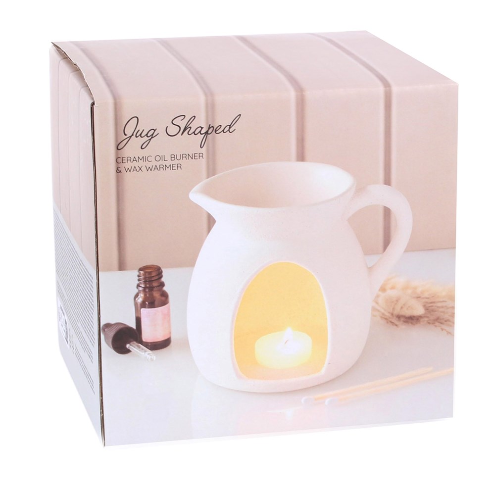 White Jug Shaped Ceramic Oil Burner & Wax Warmer4