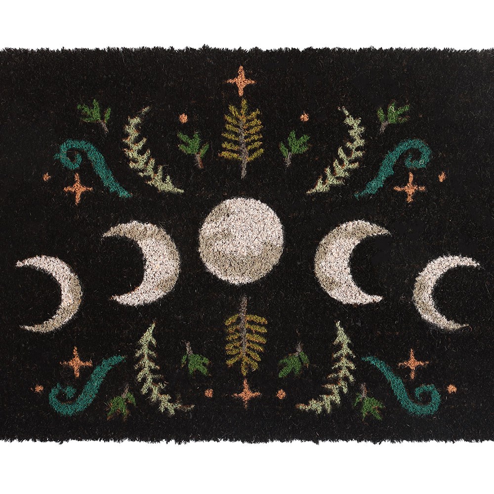 Black Dark Forest Moon Phase Doormat1