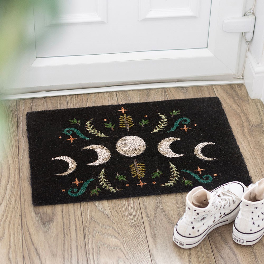 Black Dark Forest Moon Phase Doormat2