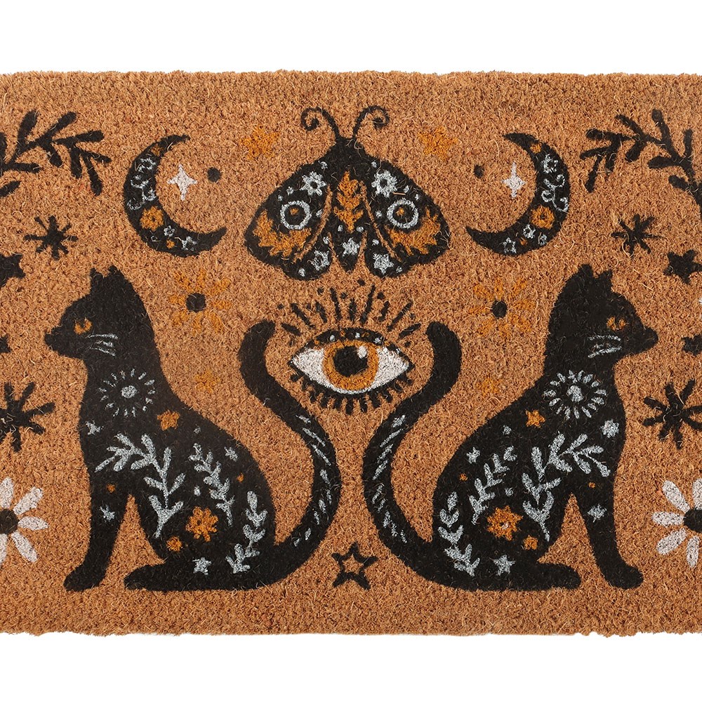 Natural Frightful Folk Cat Doormat1