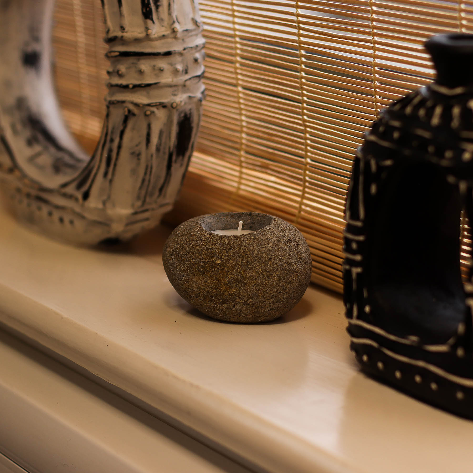 Natural Raw Riverstone Single Tea Light Holder4