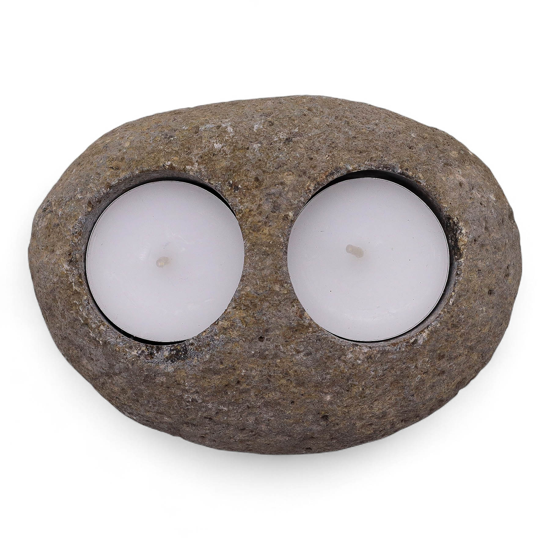 Natural Raw Riverstone Double Tea Light Holder1