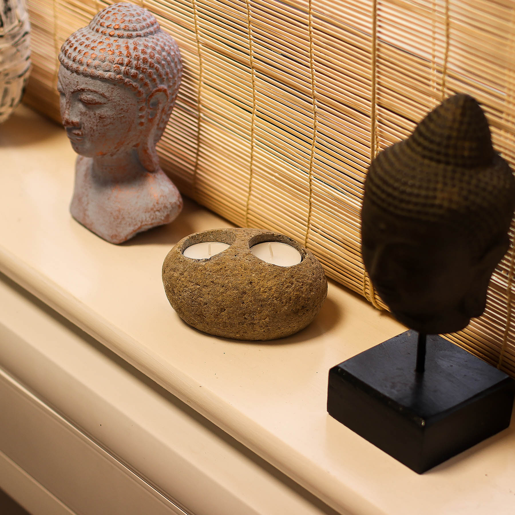 Natural Raw Riverstone Double Tea Light Holder4