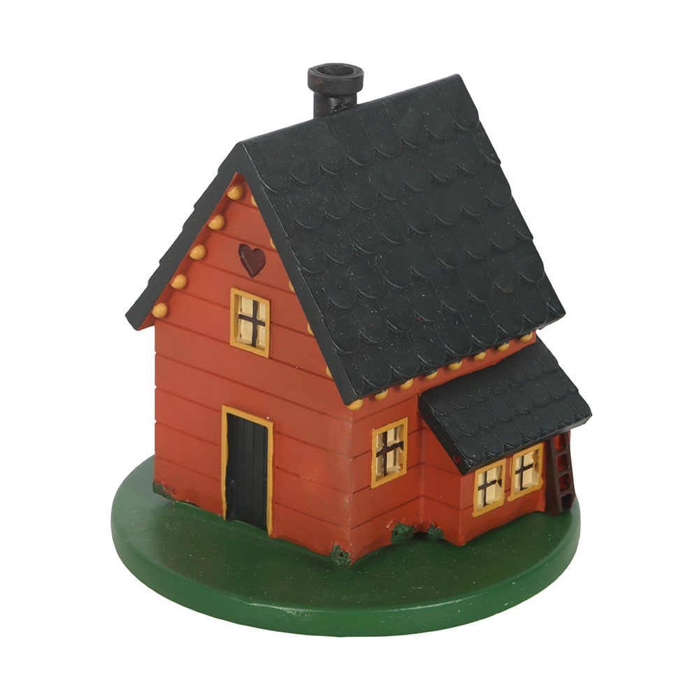 Brown Resin House Incense Cone Burner with Smoking Chimney