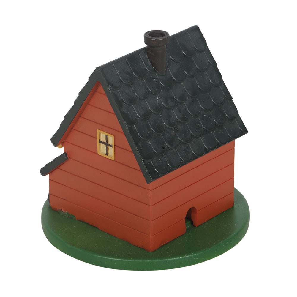 Brown Resin House Incense Cone Burner with Smoking Chimney2