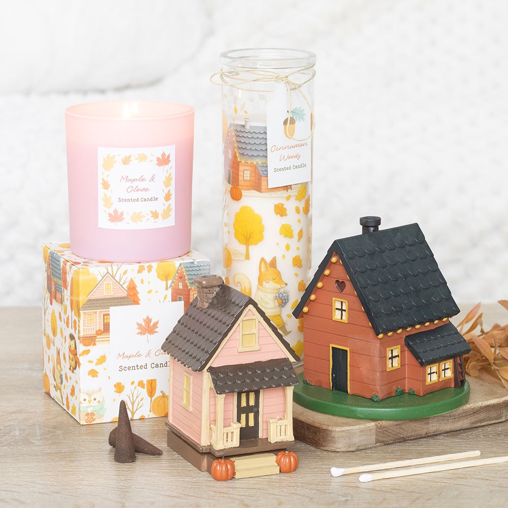 Brown Resin House Incense Cone Burner with Smoking Chimney4