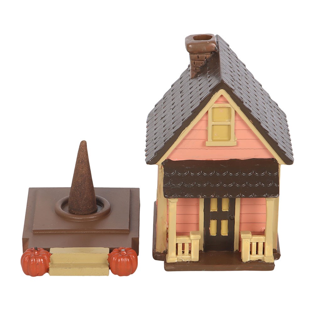 Pink House Resin Incense Cone Burner with Pumpkins1