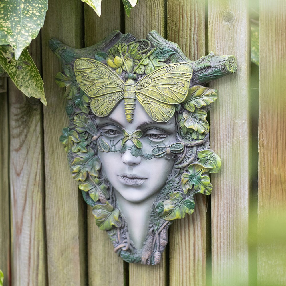 Green Goddess with Butterfly Wall Plaque (25.5cm)3