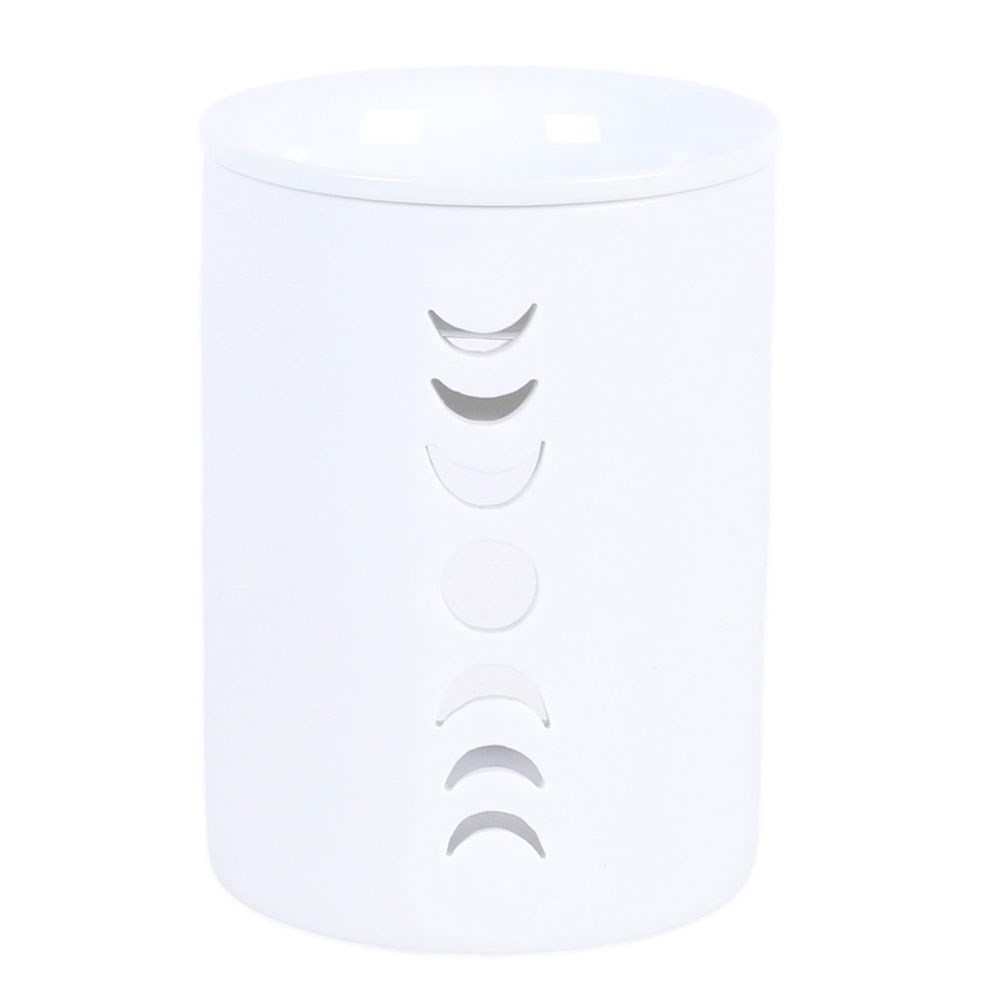 White Cut Out Moon Phase Oil Burner & Wax Warmer1
