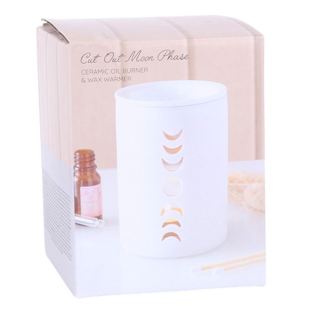 White Cut Out Moon Phase Oil Burner & Wax Warmer4