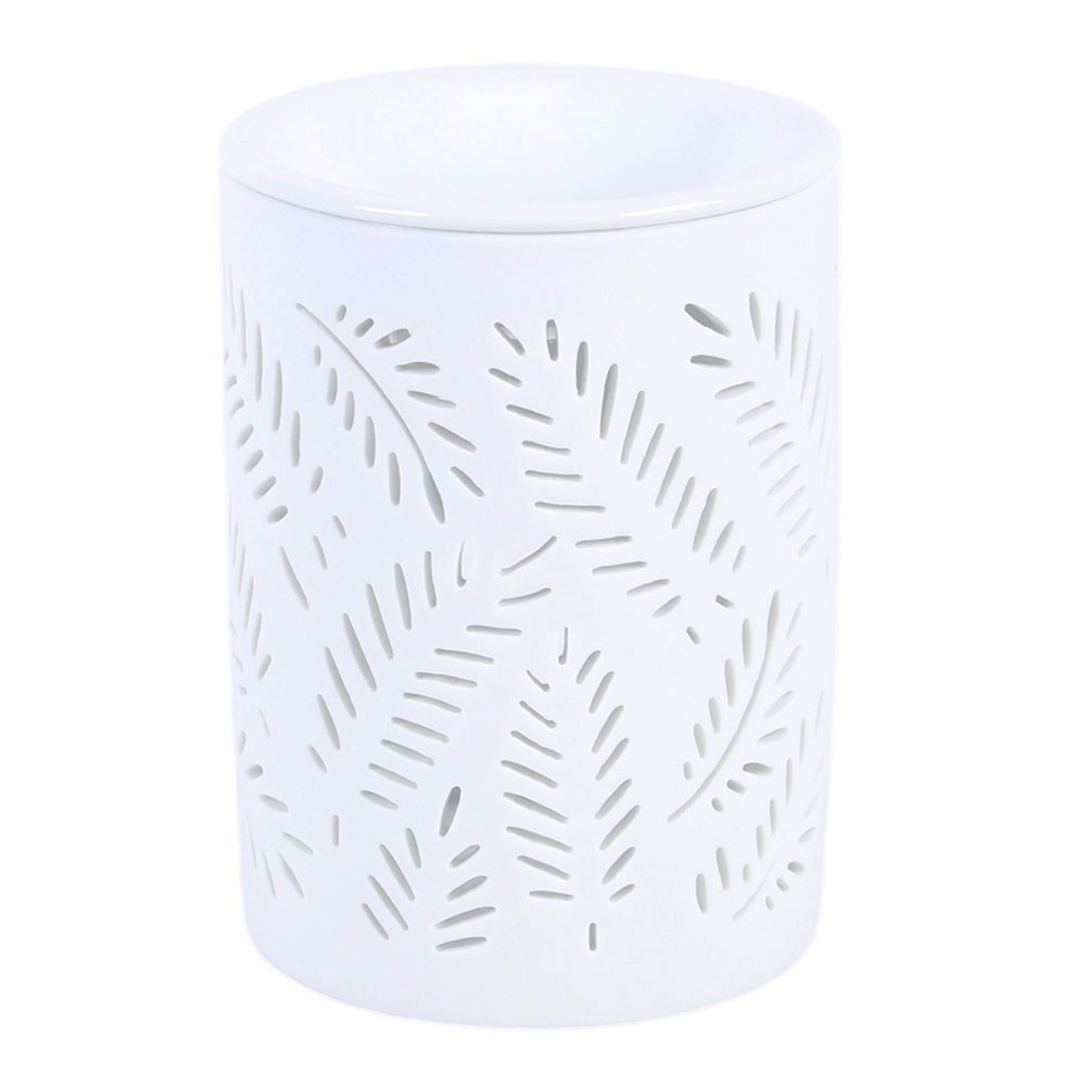 White Cut Out Leafy Fern Oil Burner & Wax Warmer1