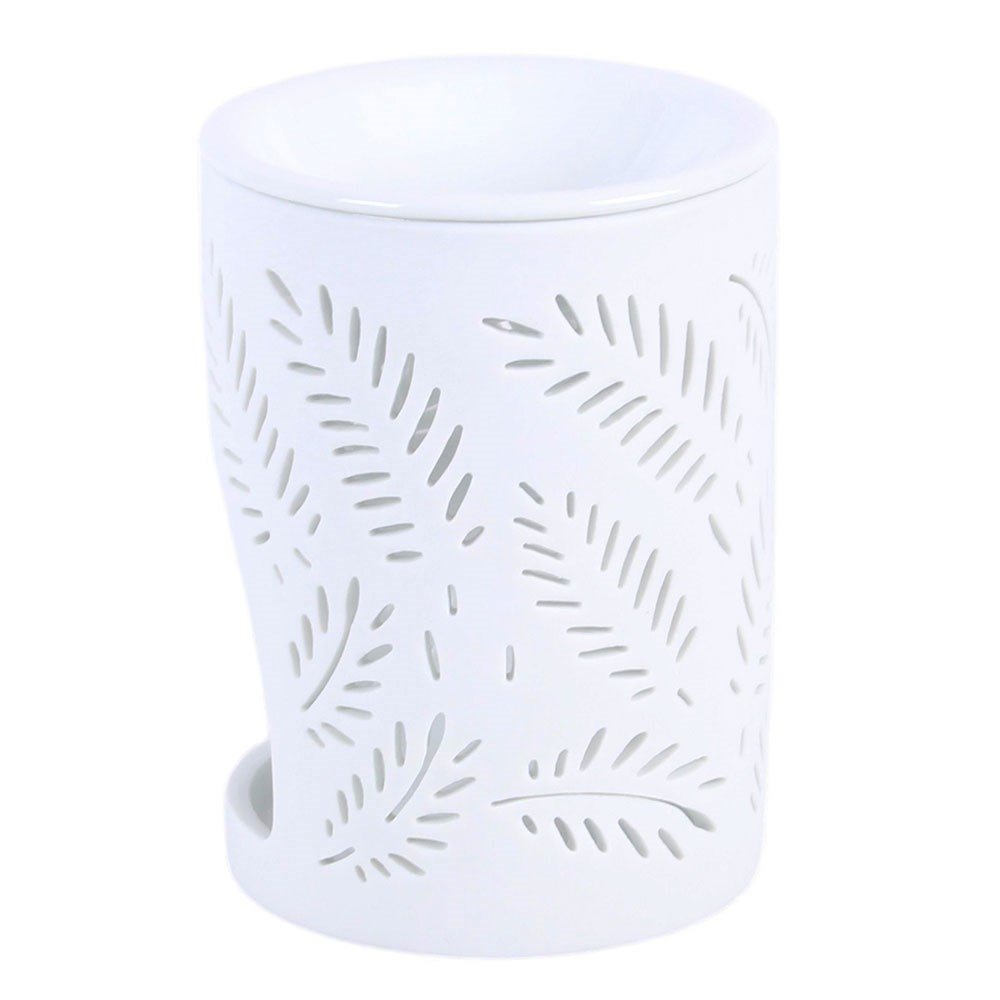 White Cut Out Leafy Fern Oil Burner & Wax Warmer2