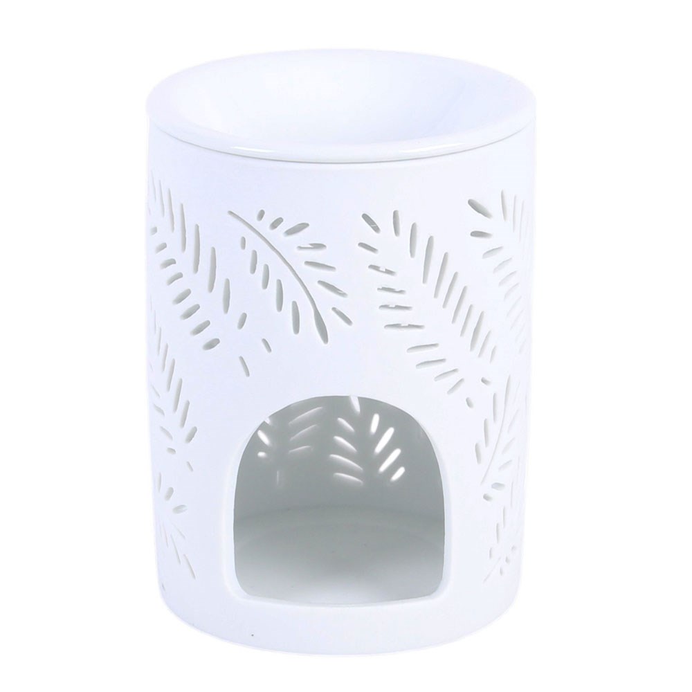 White Cut Out Leafy Fern Oil Burner & Wax Warmer3