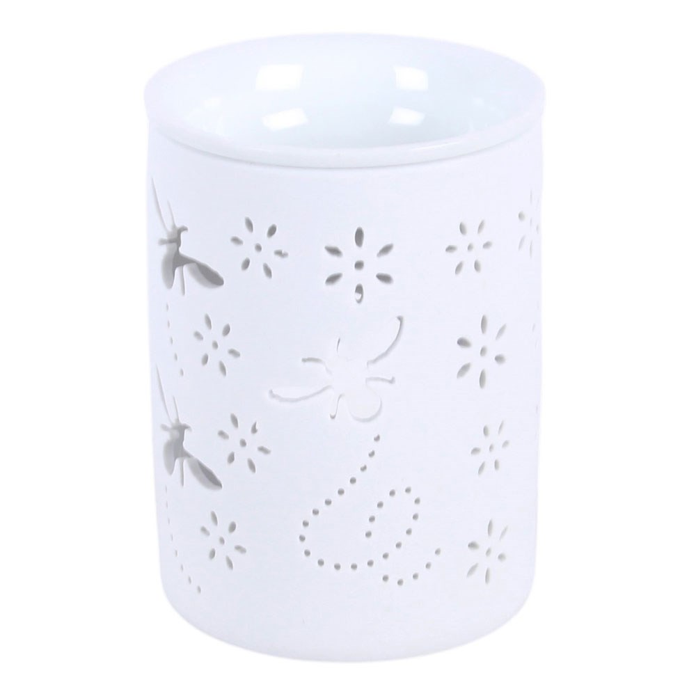 White Cut Out  Bee & Flower Oil Burner & Wax Warmer1