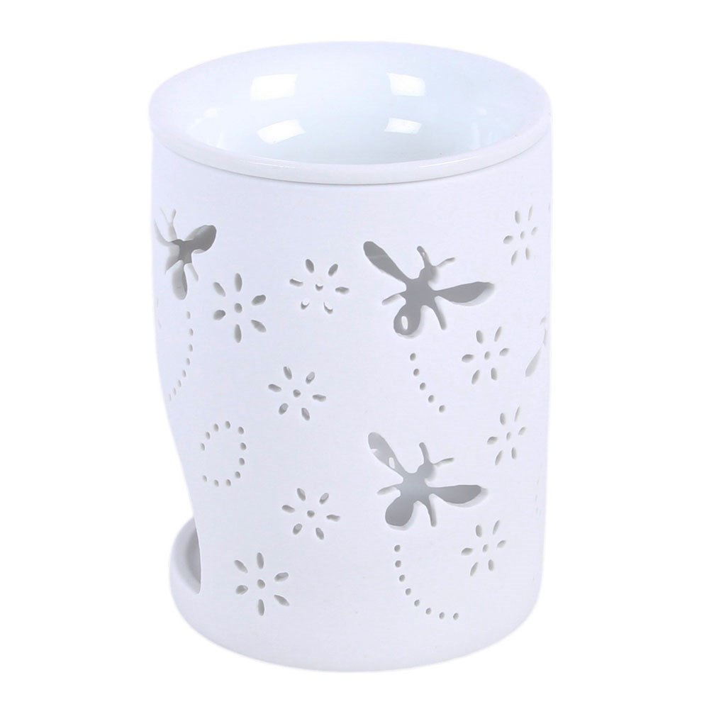 White Cut Out  Bee & Flower Oil Burner & Wax Warmer2