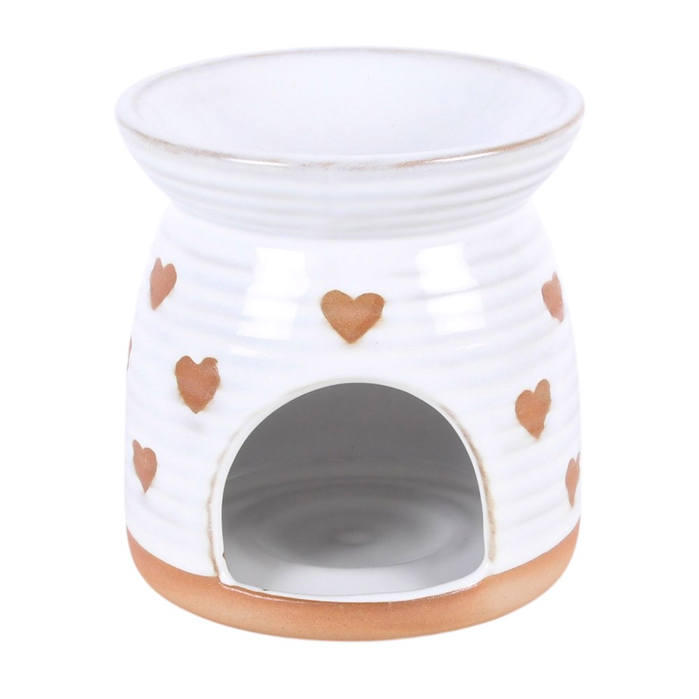 Beige Heart Print Ceramic Oil Burner1