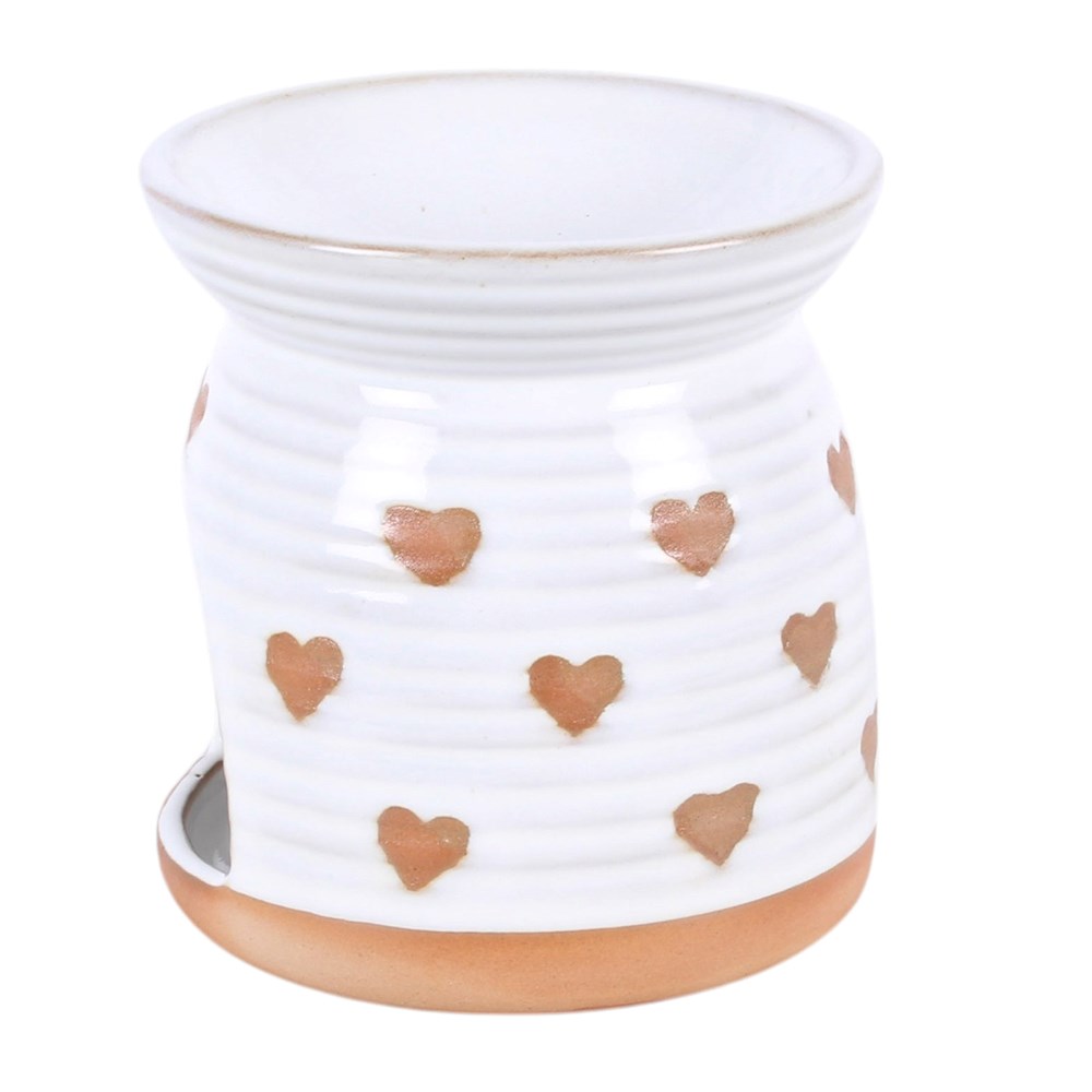 Beige Heart Print Ceramic Oil Burner2