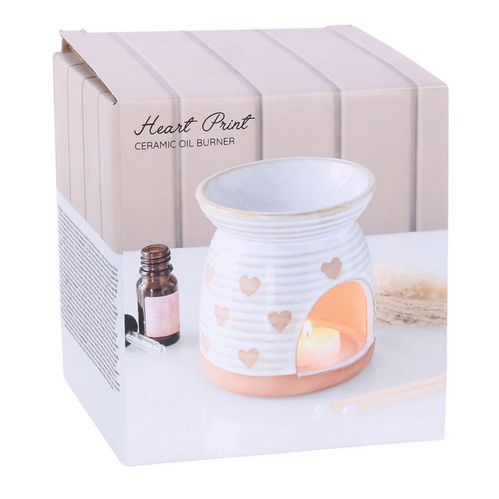 Beige Heart Print Ceramic Oil Burner4