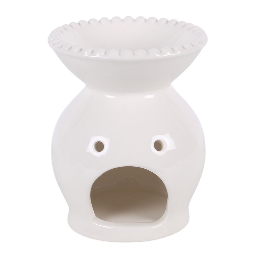 White Beaded Rim Ceramic Oil Burner1