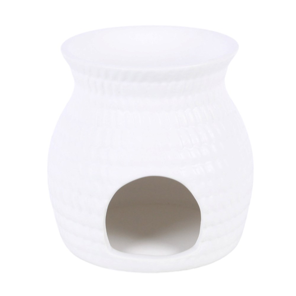 White Woven Basket Effect Oil Burner & Wax Warmer3