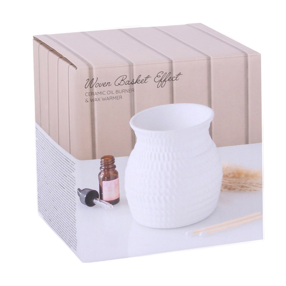 White Woven Basket Effect Oil Burner & Wax Warmer4