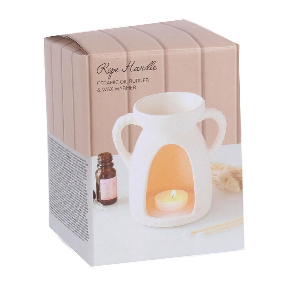 Cream Rope Handle Ceramic Oil Burner & Wax Warmer4