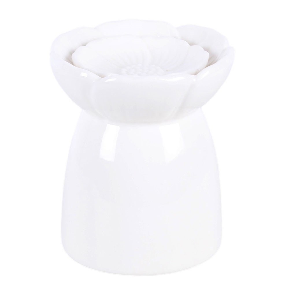 White Peony Ceramic Oil Burner & Wax Warmer1