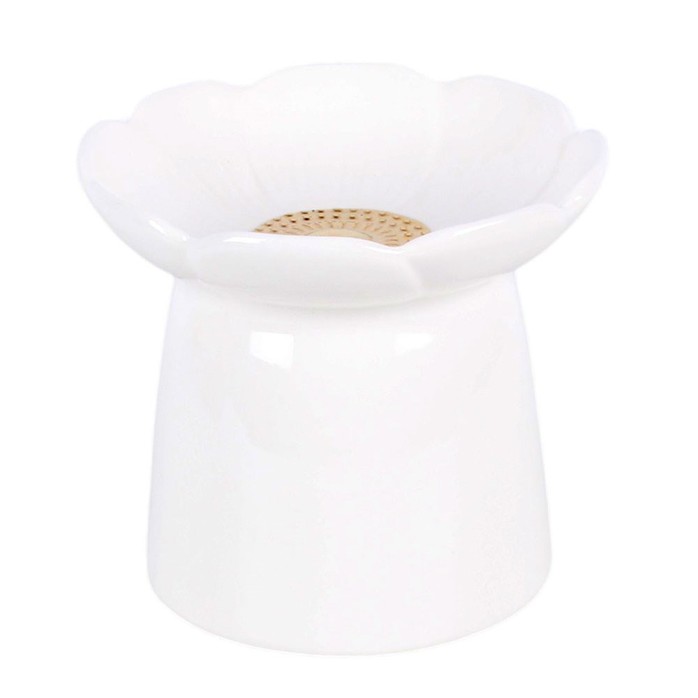 White Blooming Peony Ceramic Oil Burner & Wax Warmer1