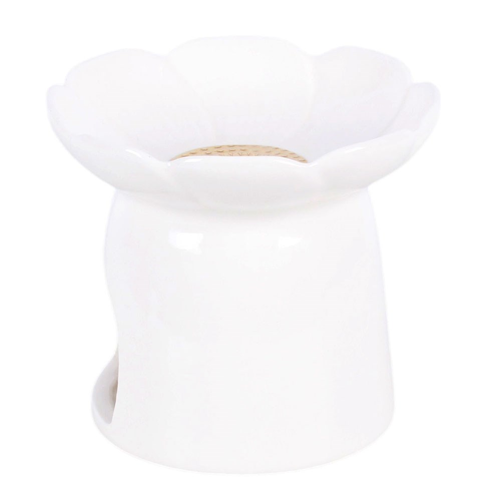 White Blooming Peony Ceramic Oil Burner & Wax Warmer2