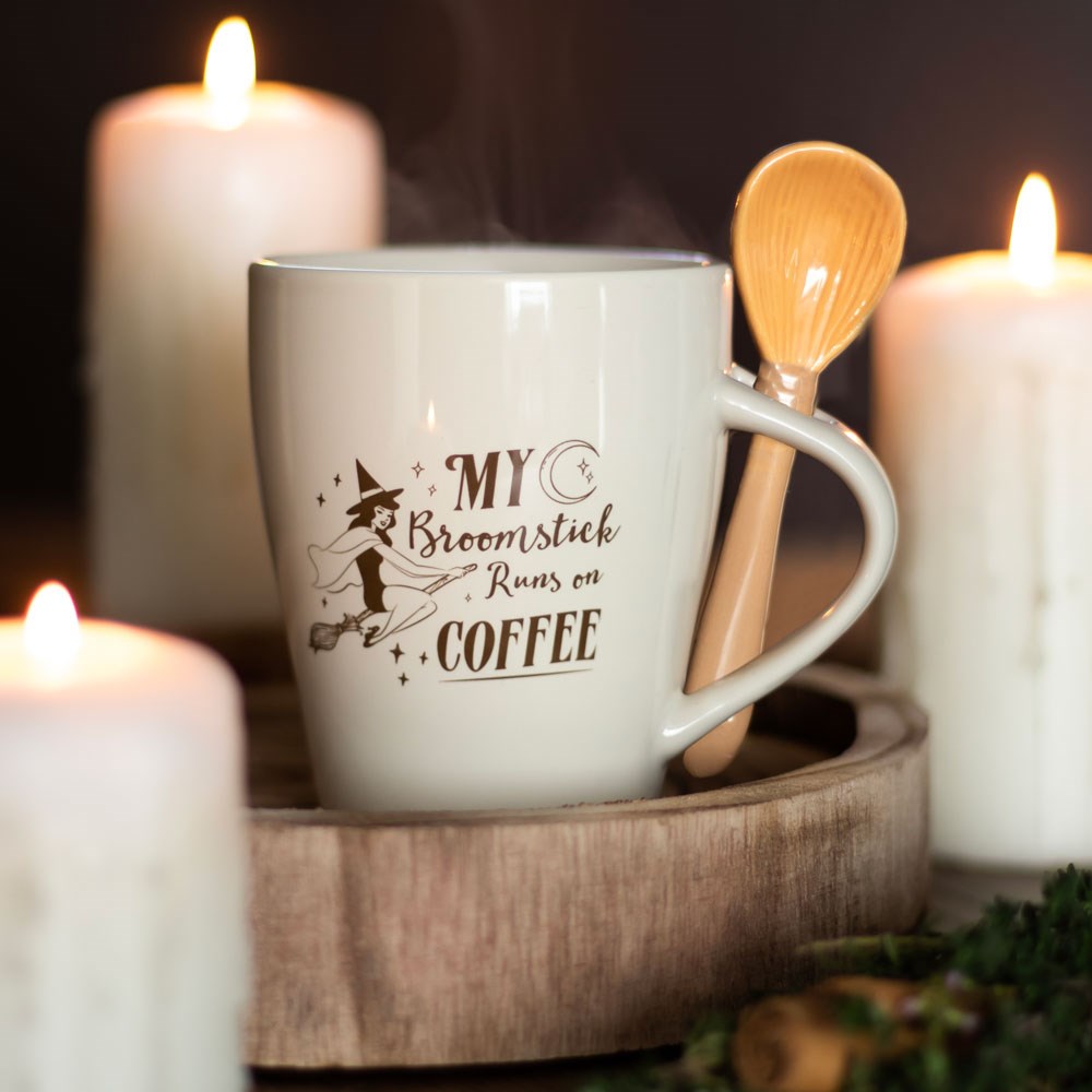My Broomstick Runs on Coffee Mug & Spoon Set (500ml)4