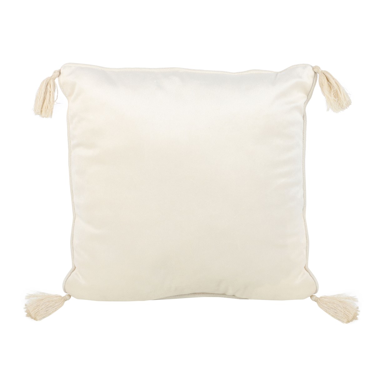 Off-White & Gold Metallic Astrology Wheel Square Cushion with Tassels (35cm)2