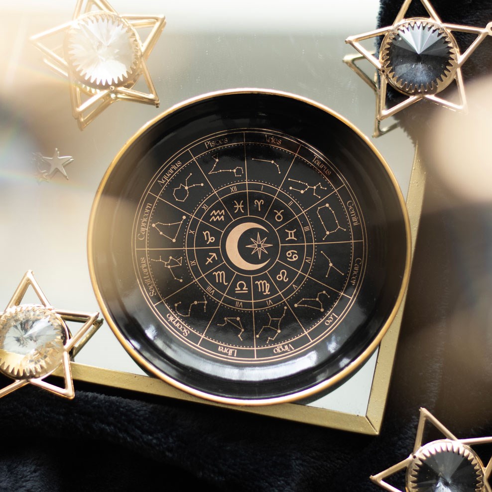 Black & Gold Celestial Astrology Trinket Dish