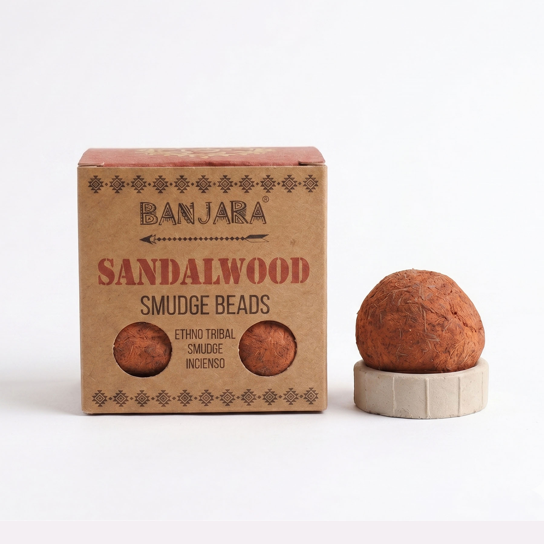 Banjara Smudge Beads – Sandalwood (Pack of 5 with Holder)