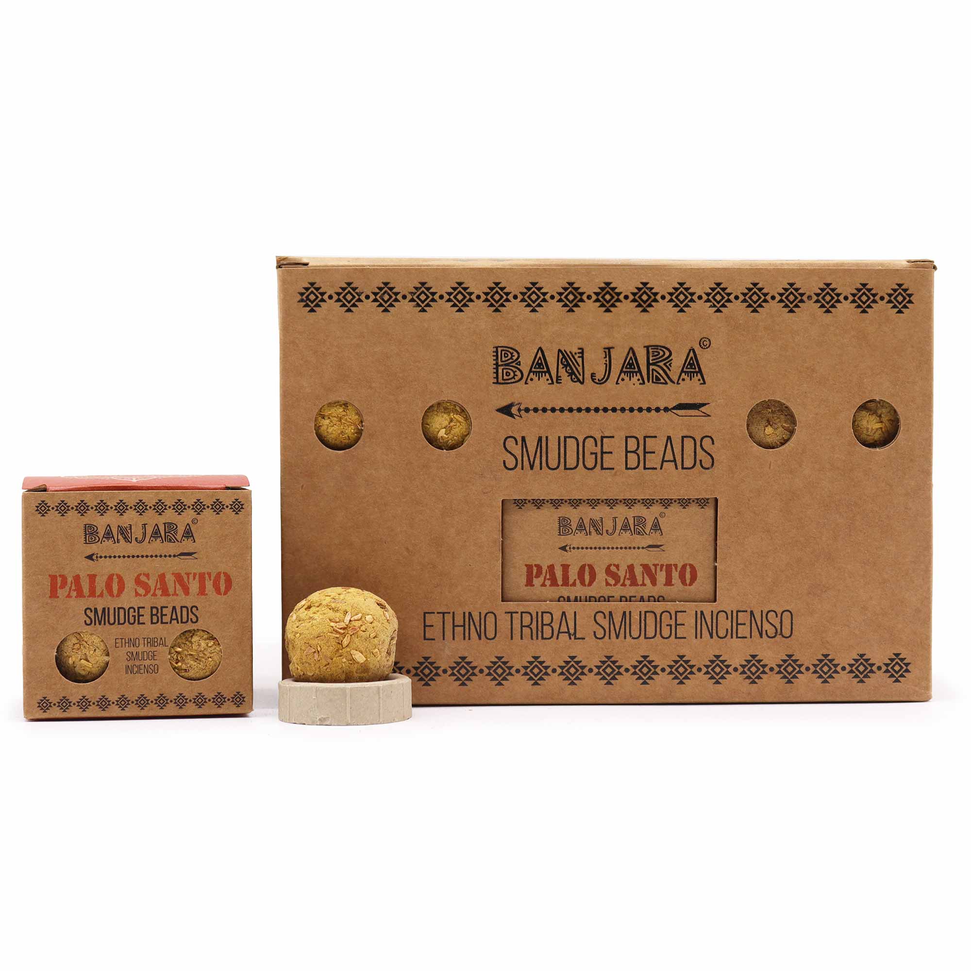 Banjara Smudge Beads – Palo Santo (Pack of 5 with Holder)1
