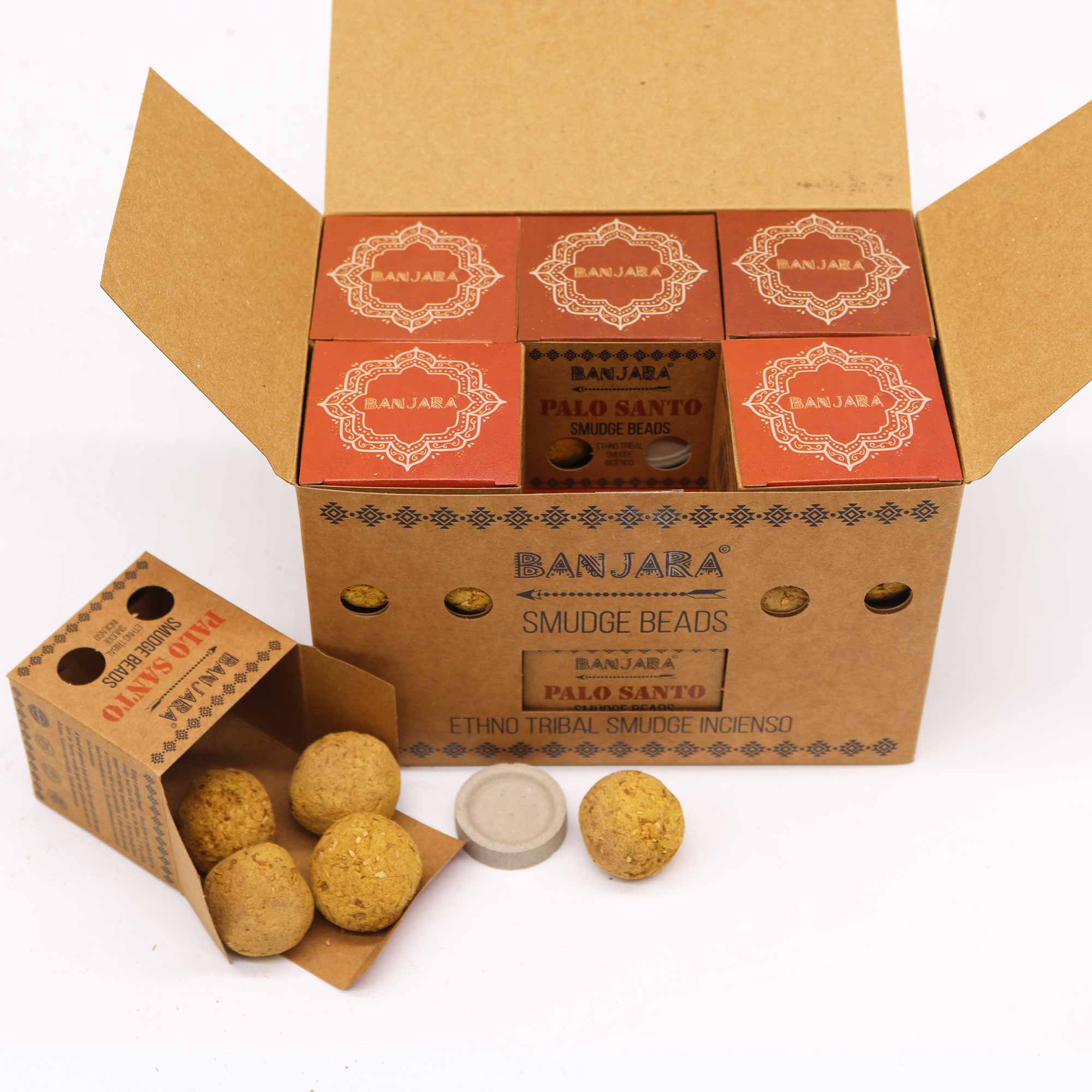 Banjara Smudge Beads – Palo Santo (Pack of 5 with Holder)2