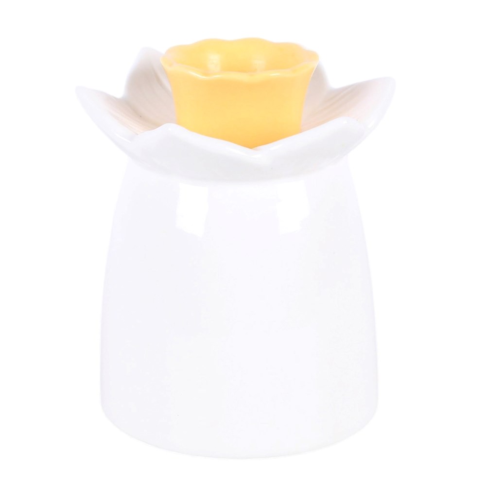 White Daffodil Ceramic Oil Burner & Wax Warmer1