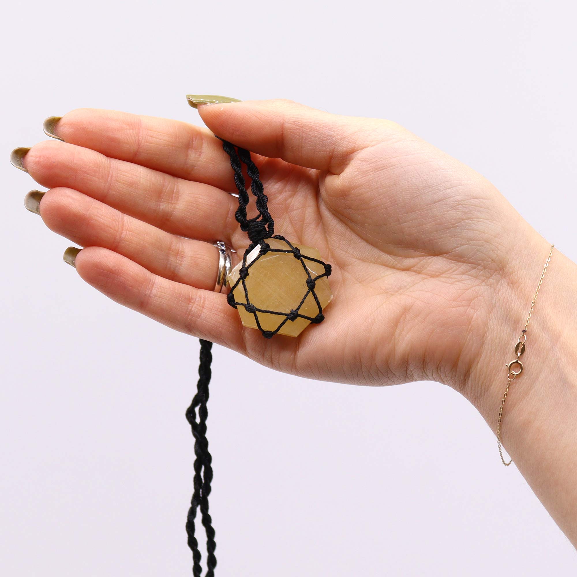 Laced Yellow Quartz Hexagon Pendant Necklace1