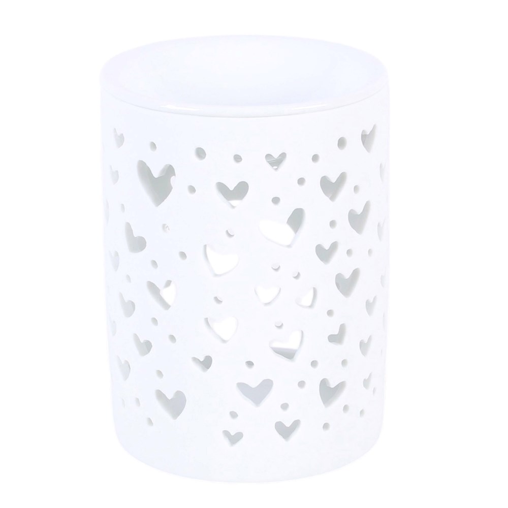 White Heart Cut Out Oil Burner and Wax Warmer1