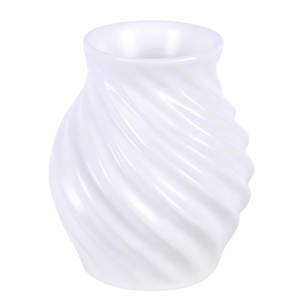 White Spiral Swirl Ceramic Oil Burner & Wax Warmer1