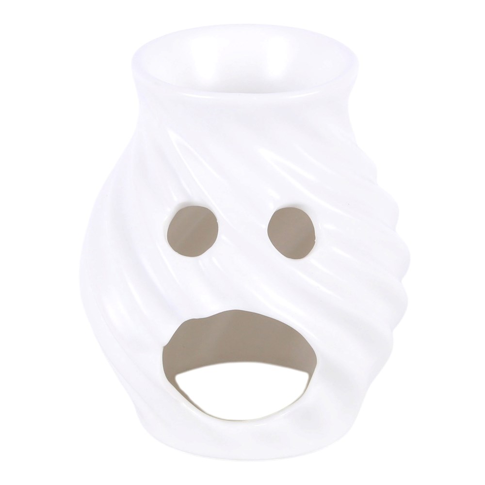 White Spiral Swirl Ceramic Oil Burner & Wax Warmer3