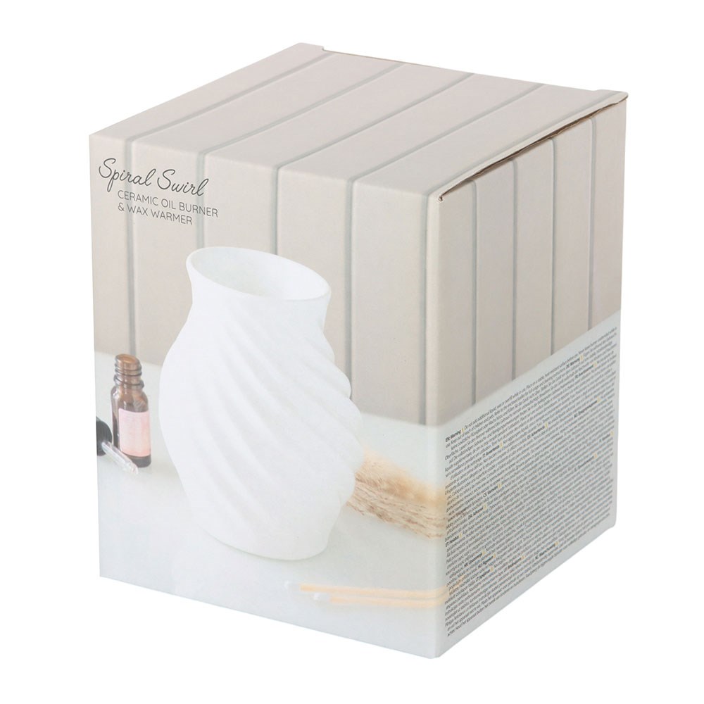 White Spiral Swirl Ceramic Oil Burner & Wax Warmer4