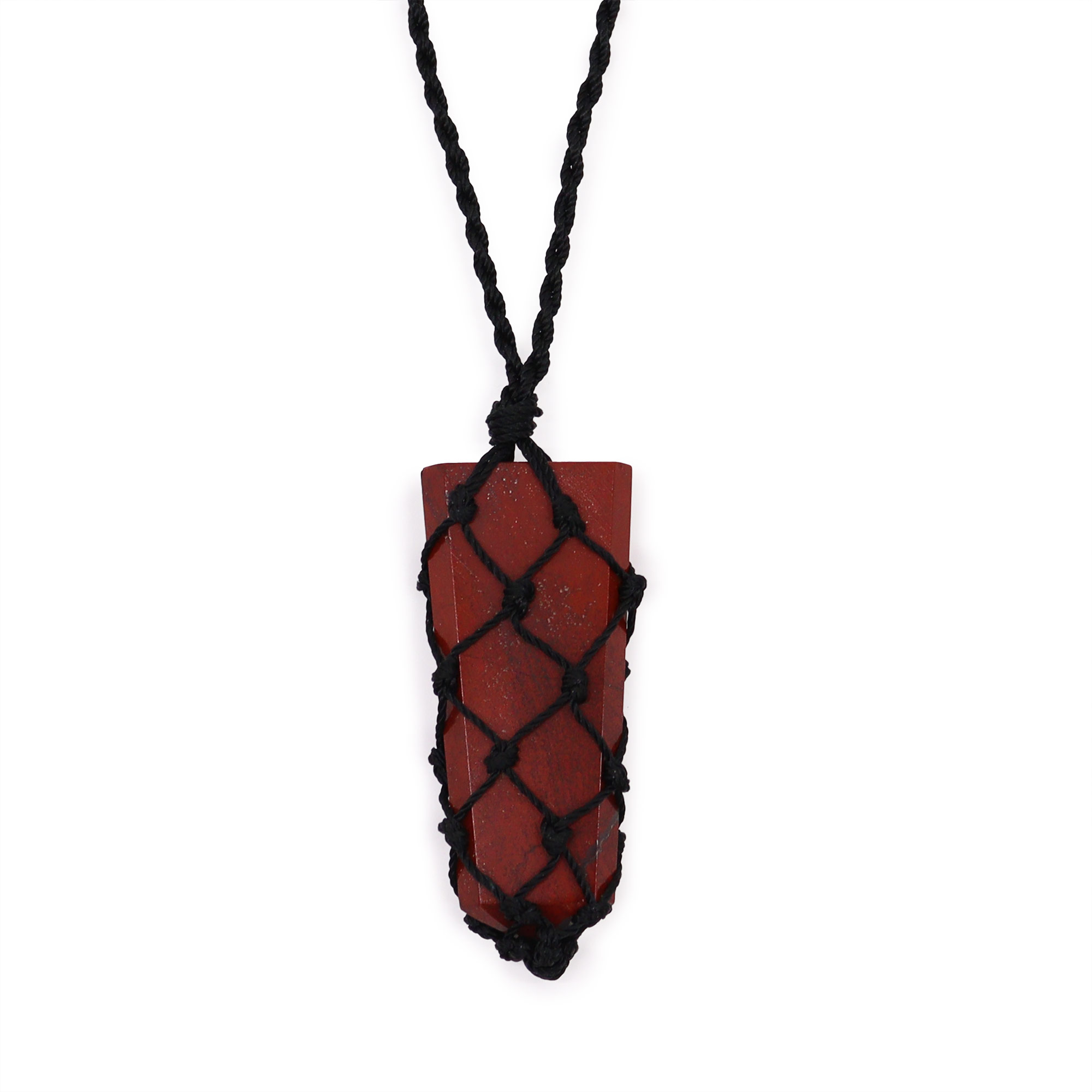 Laced Red Jasper Flat Point Pendant Necklace
