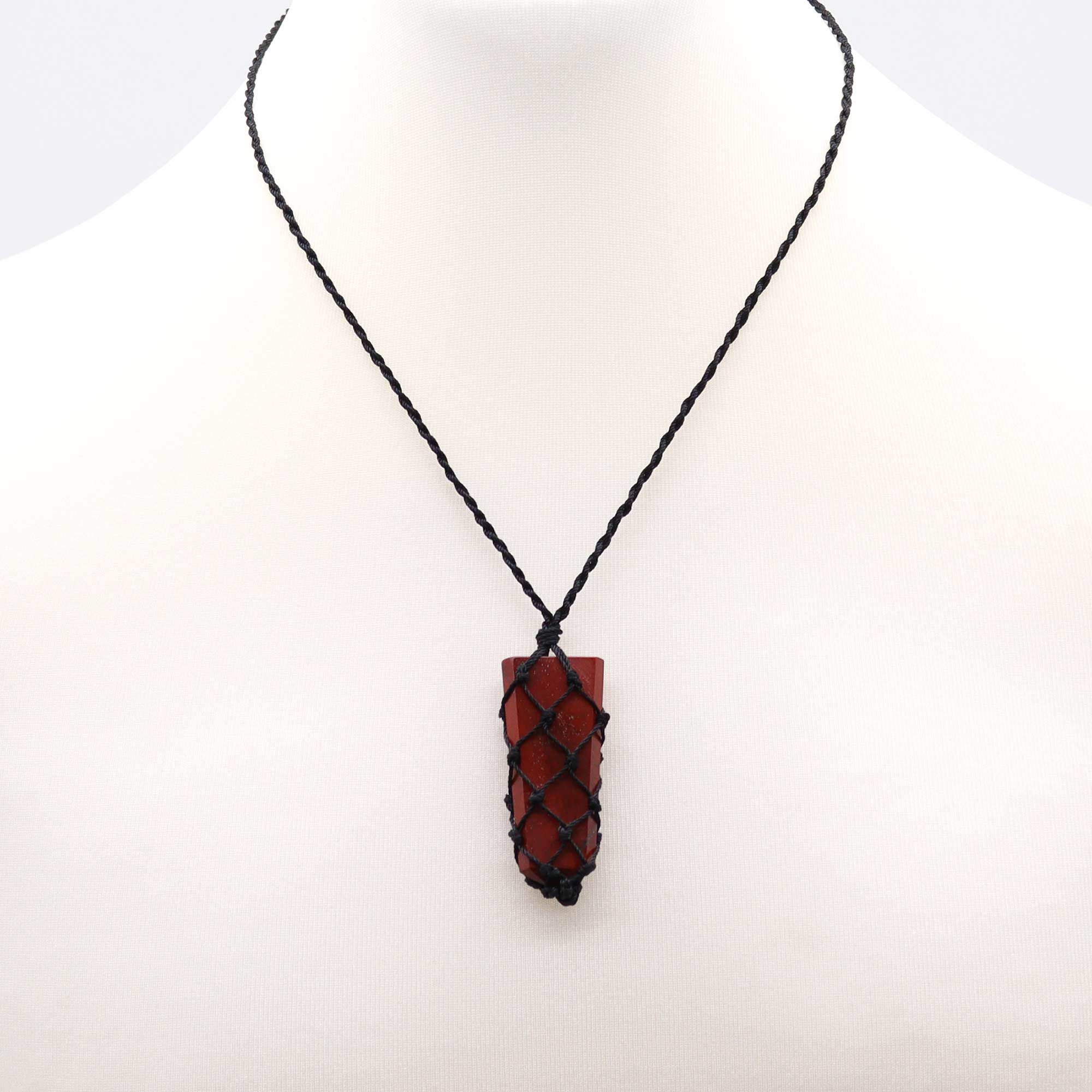 Laced Red Jasper Flat Point Pendant Necklace2