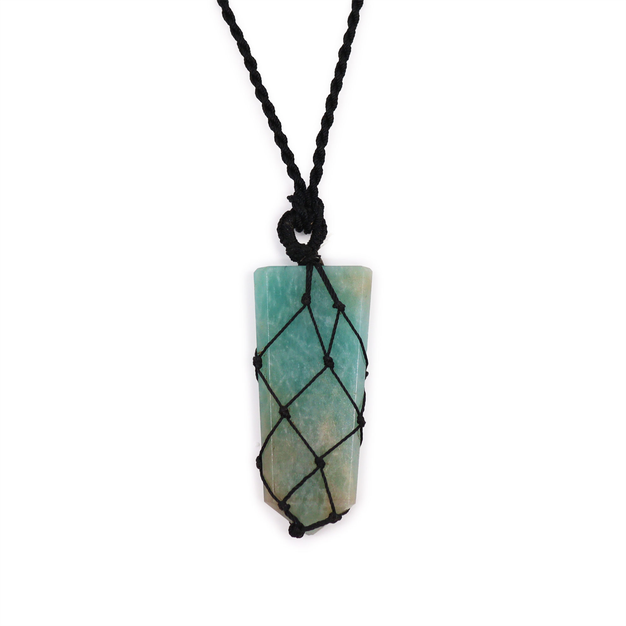 Laced Amazonite Flat Point Pendant Necklace