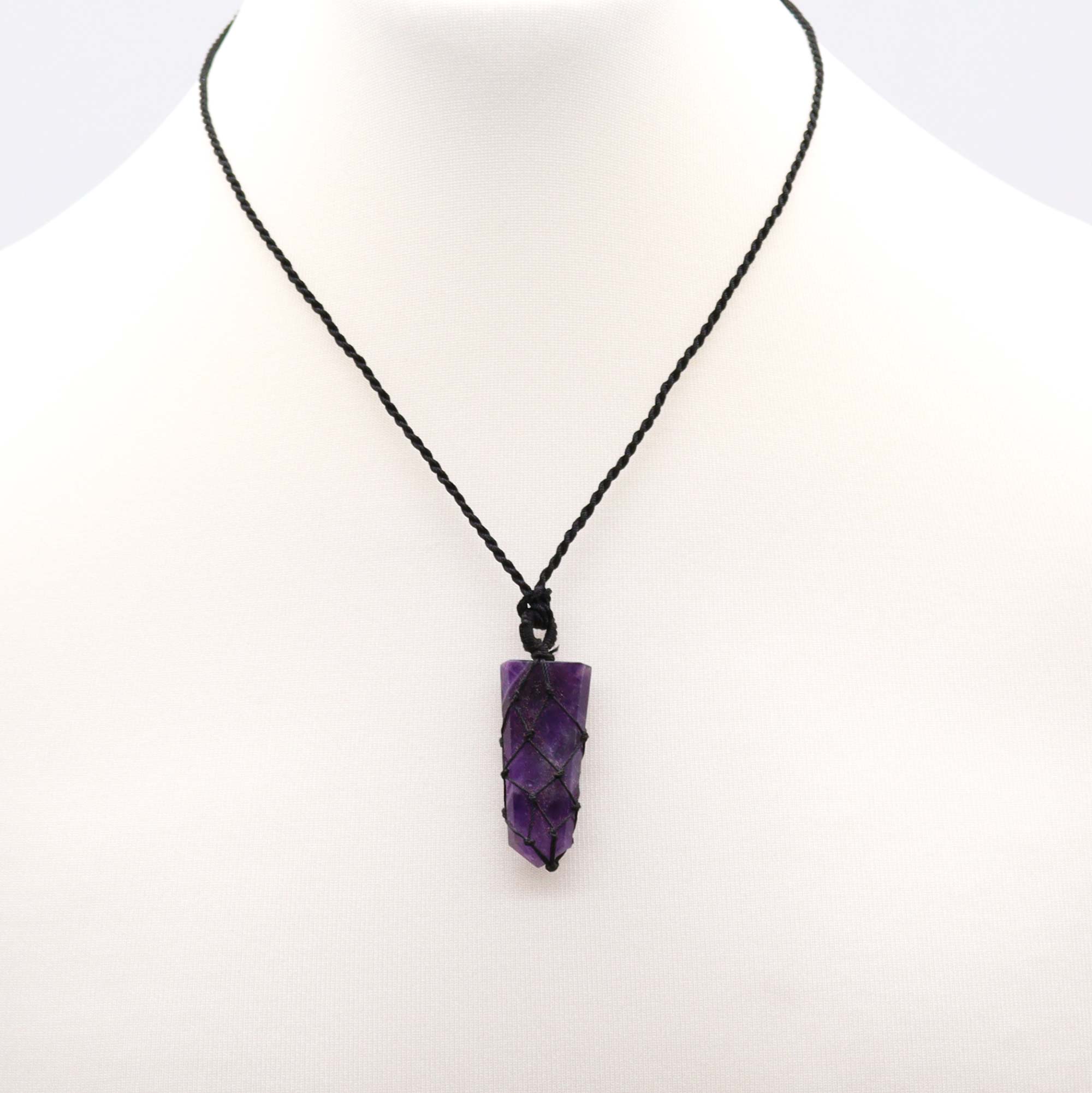 Laced Amethyst Flat Point Pendant Necklace2