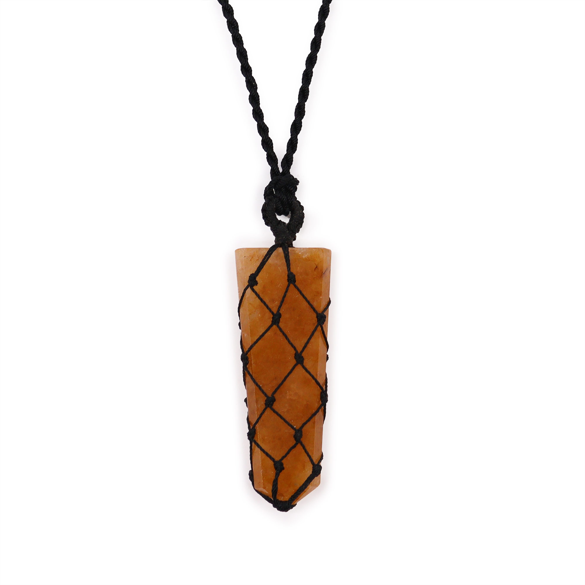 Laced Golden Quartz Flat Point Pendant Necklace