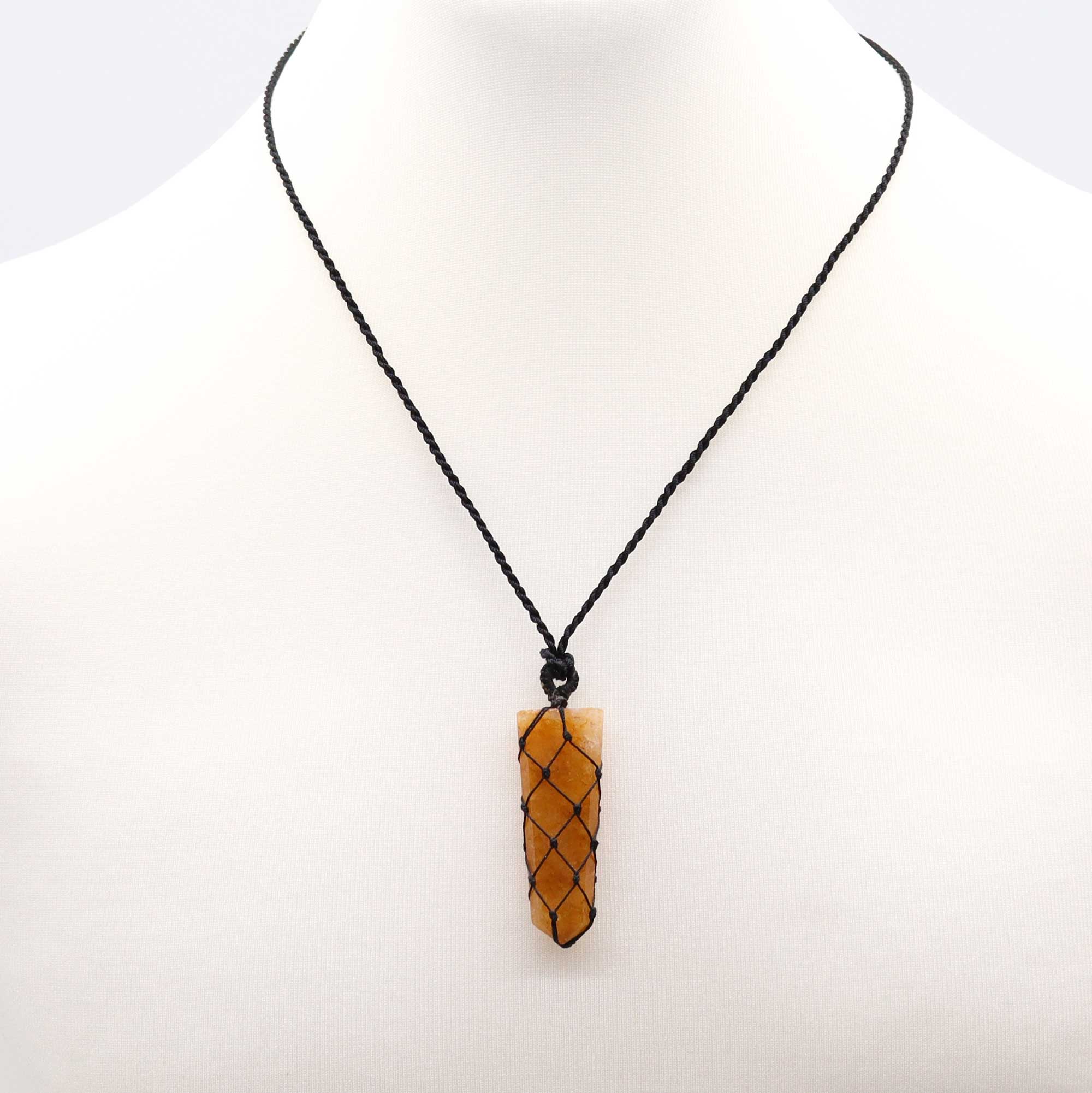 Laced Golden Quartz Flat Point Pendant Necklace2