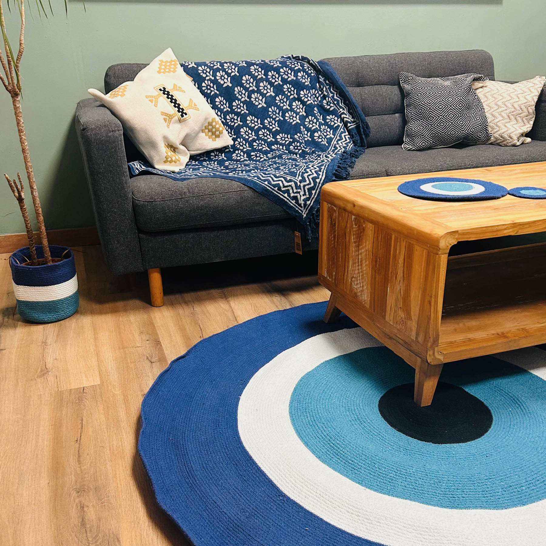 Woven Cotton Rope Evil Eye Protective Decor Rug (150cm)3